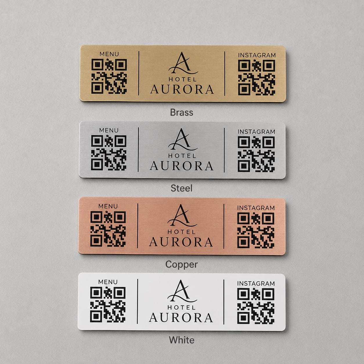 QR Code rettangolare in abs effetto bianco Personalizzato | Segnaposto Ristorante Elegante | Menu Digitale Menu qr