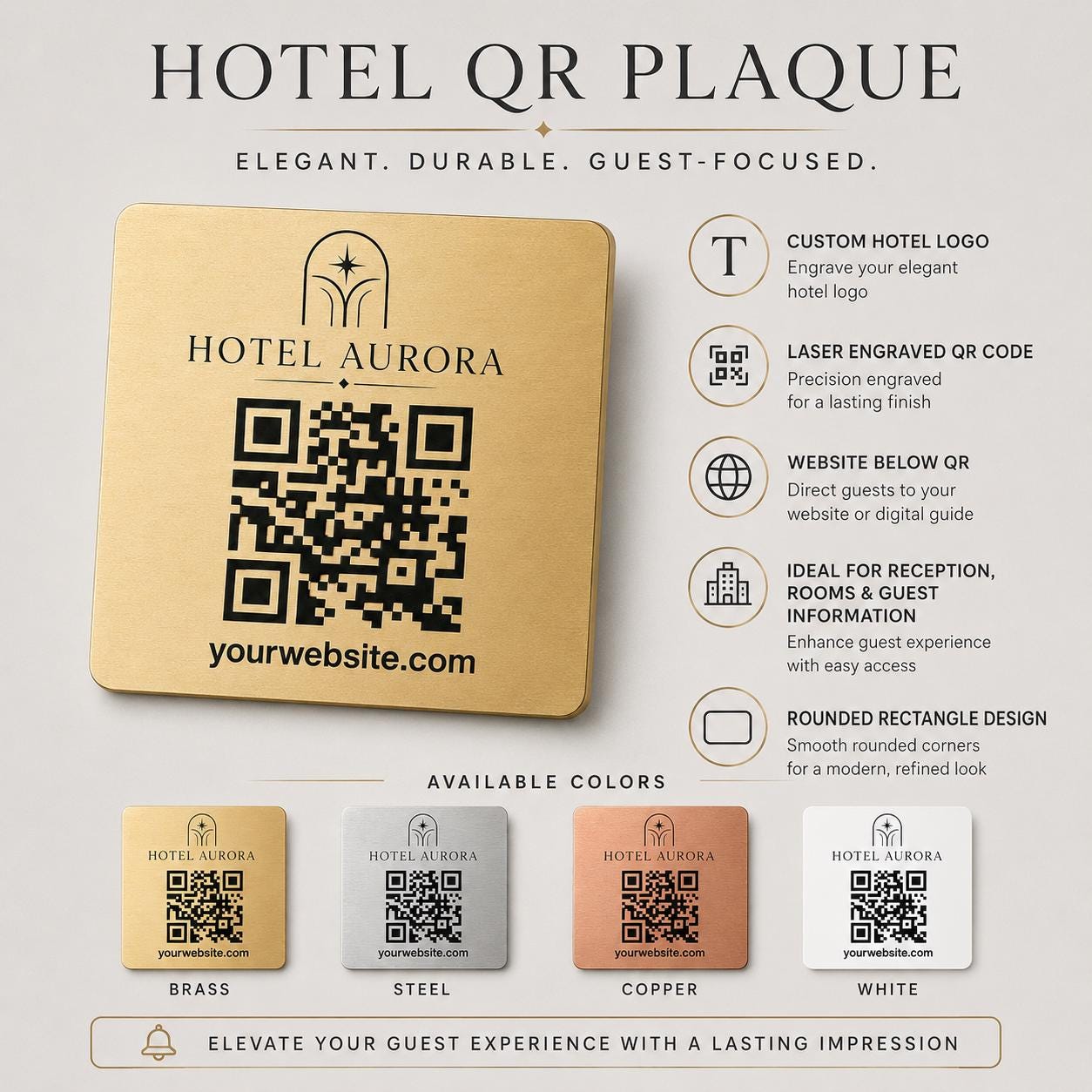QR Code etichetta con logo in abs colore acciaio Personalizzato | Segnaposto Ristorante Elegante | Menu Digitale Menu qr