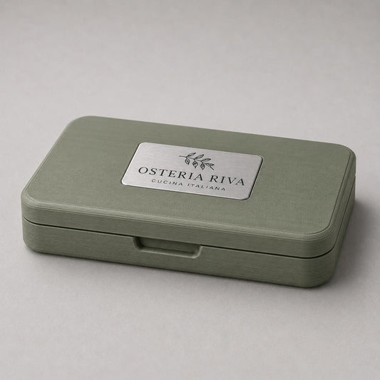 Scatolina Check Presenter porta conto verde personalizzato Ristorante in Stampa 3D con Targhetta |Moderno per Ristoranti bar | bill holder