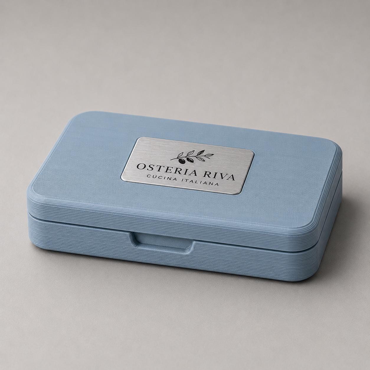 Scatolina Check Presenter porta conto blu personalizzato Ristorante in Stampa 3D con Targhetta |Moderno per Ristoranti bar | bill holder