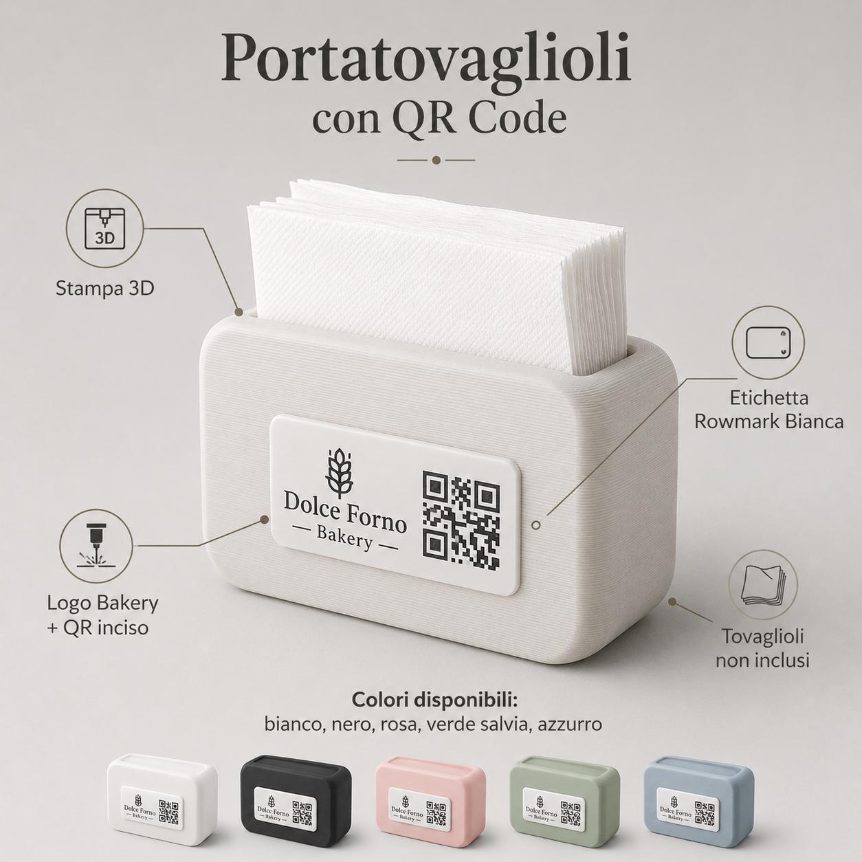 Portatovaglioli bakery dual use QR Code linea POP Bistrò beige Personalizzato per Ristorante e Bar Segnatavolo Menu Digitale Display QR 3d