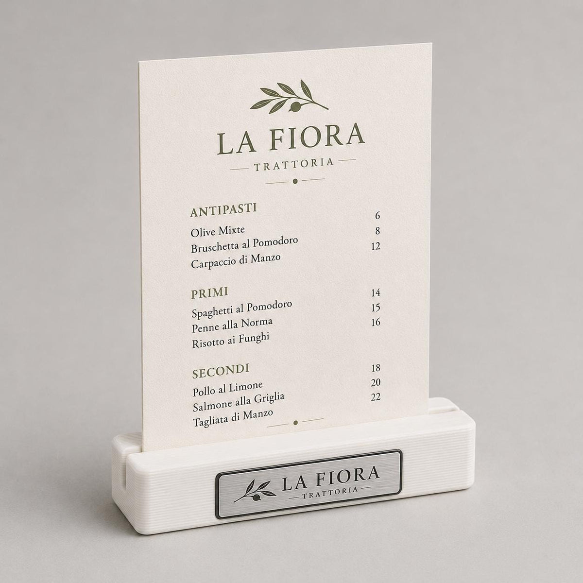 Base in plastica menu rosa fai da te Porta Menu e Segnatavolo Personalizzato in Stampa 3D per menu in cartoncino formato A5