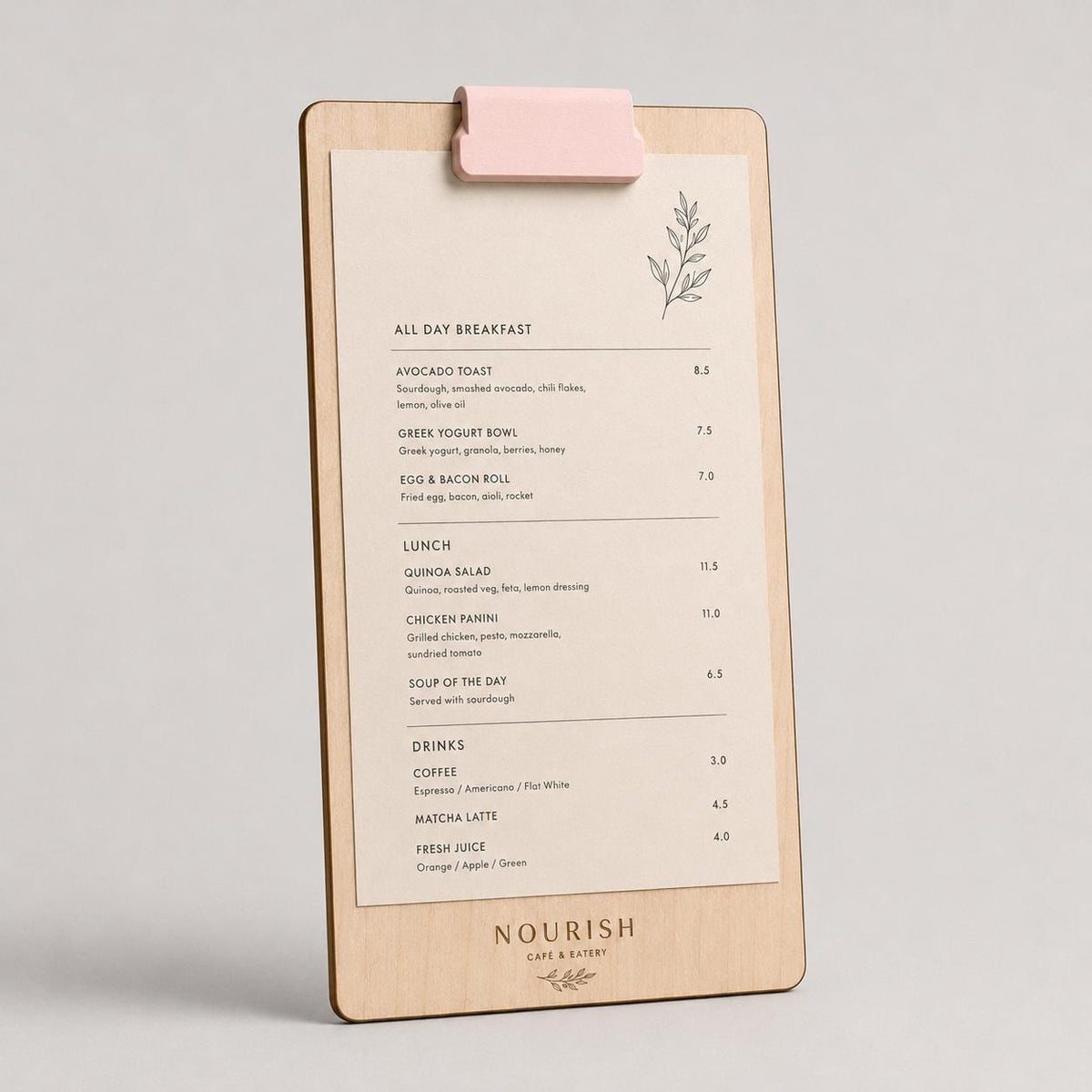 Portamenu tavoletta in legno con clip pop A4 Personalizzato | Menu Ristorante con Anelli | Copertina Menu in Pioppo Incisa Laser Ristoranti