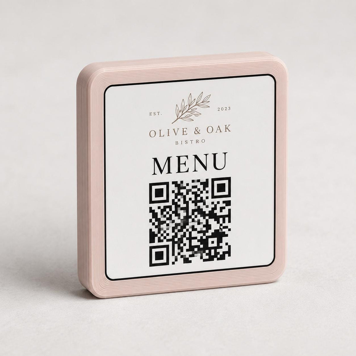 Basetta quadrata 7x7x1,5cm beige in plastica menu fai da te Porta Menu e Segnatavolo Personalizzato in Stampa 3D per menu contactless