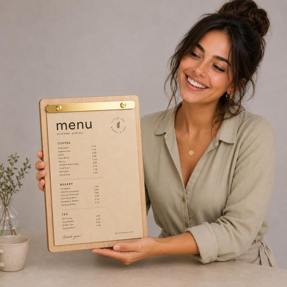 Portamenu tavoletta in legno bacchetta formato A4 Personalizzato | Menu Ristorante con Anelli | Copertina Menu in Pioppo Incisa Laser