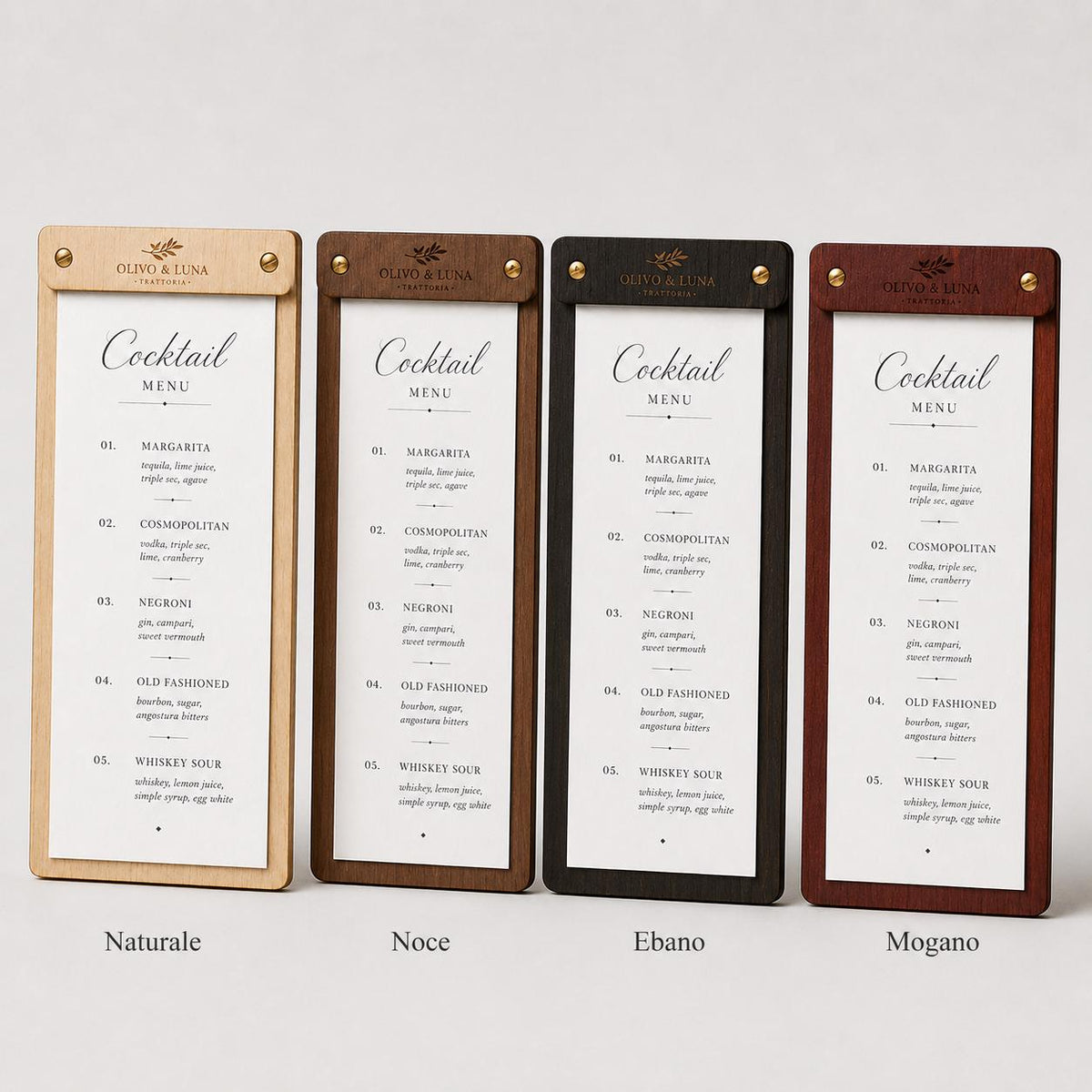 Portamenu tavoletta stretta in legno pioppo bacchetta stretta formato A4 Personalizzato | Menu Ristorante personalizzato| Copertina