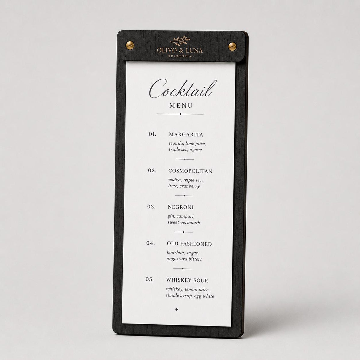 Portamenu tavoletta stretta in legno pioppo bacchetta stretta formato A4 Personalizzato | Menu Ristorante personalizzato| Copertina