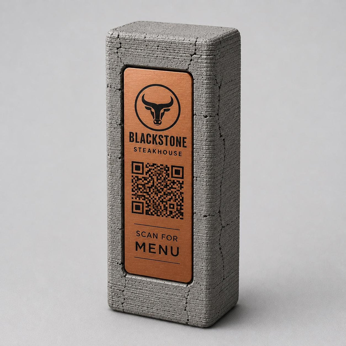 Totem stand qr cemento e oro Espositore QR Code Personalizzato | Effetto cemento Menu Digitale, Social Media| Stampa 3D e Incisione