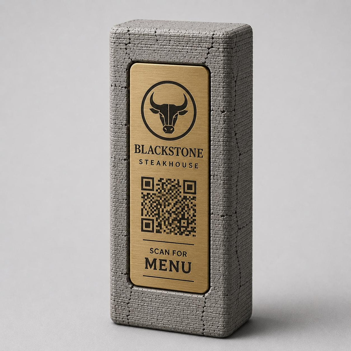 Totem stand qr cemento e rame Espositore QR Code Personalizzato | Effetto cemento Menu Digitale, Social Media| Stampa 3D e Incisione
