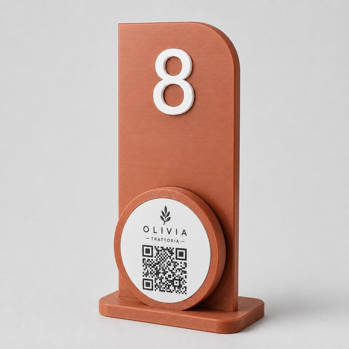 Portanumero da Tavolo Moderno con QR Code, Segnatavolo Personalizzato per Ristoranti e Trattorie, Stampa 3D Minimalista, Porta Menu Digitale