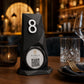 Porta QR Code nero da Tavolo Personalizzato | Numero Tavolo 3D Low Poly | Supporto Menu Digitale per Ristorante, Bar, Hotel e Cocktail Bar