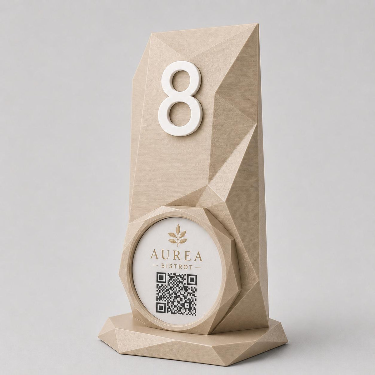 Porta QR Code nero da Tavolo Personalizzato | Numero Tavolo 3D Low Poly | Supporto Menu Digitale per Ristorante, Bar, Hotel e Cocktail Bar