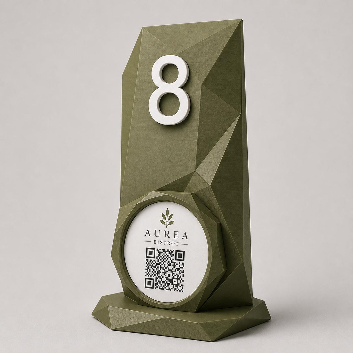 Porta QR Code da Tavolo Personalizzato | Numero Tavolo 3D Low Poly | Supporto Menu Digitale per Ristorante, Bar, Hotel e Cocktail Bar