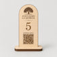 Portamenu QR Code in Legno, Segnaposto Matrimonio Country Chic, Numeri Tavolo Personalizzati con Logo, Accessori Trattoria e Cantina