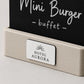Pack Cartellini Buffet Riscrivibili ad Arco, Segnapiatto Lavagnetta in Plexiglass Nero Opaco e Stampa 3D, Accessori Colazione Hotel con Logo
