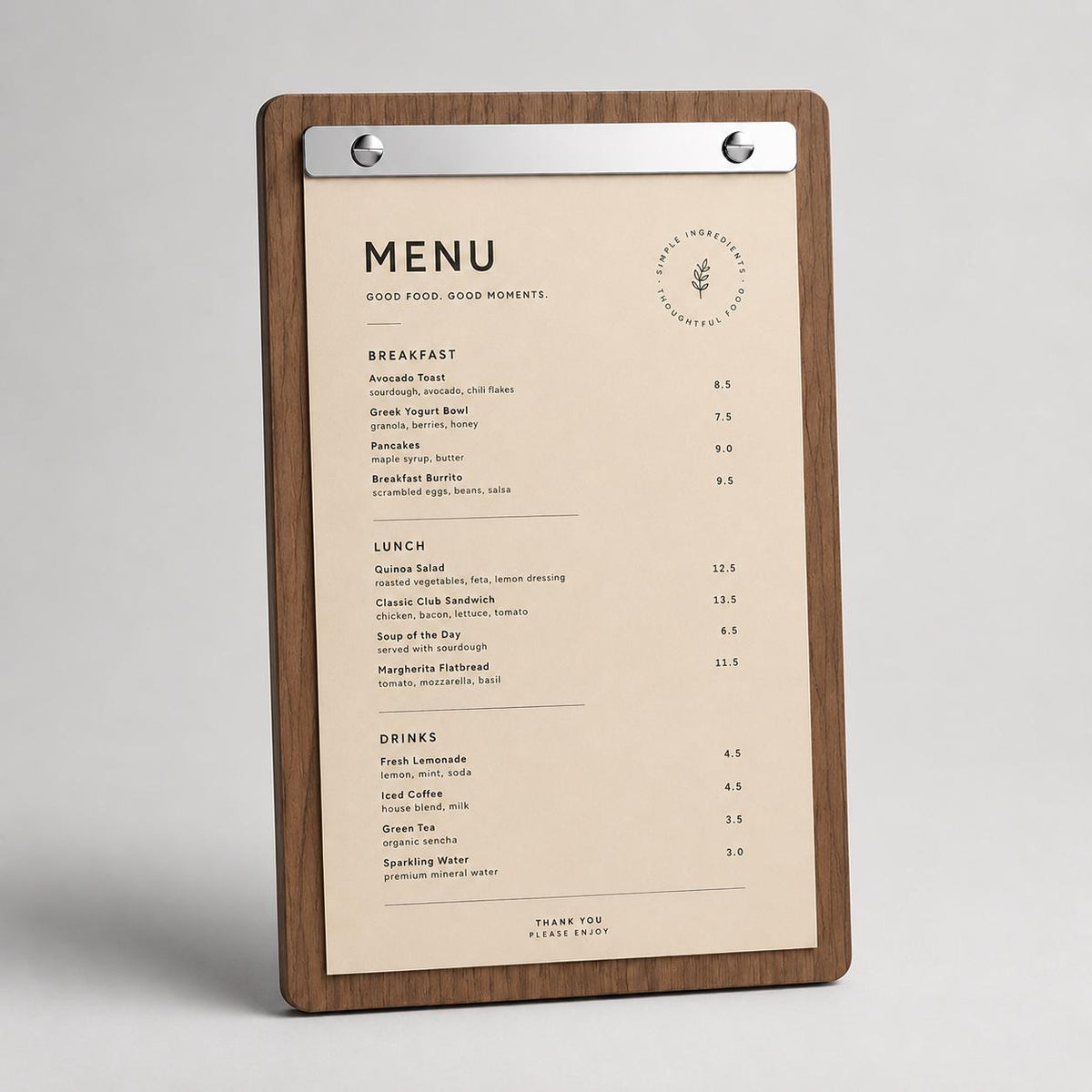 Portamenu tavoletta in legno bacchetta in plexiglas specchiato formato A4 Personalizzato | Menu Ristorante| Copertina Menu Pioppo Incisa