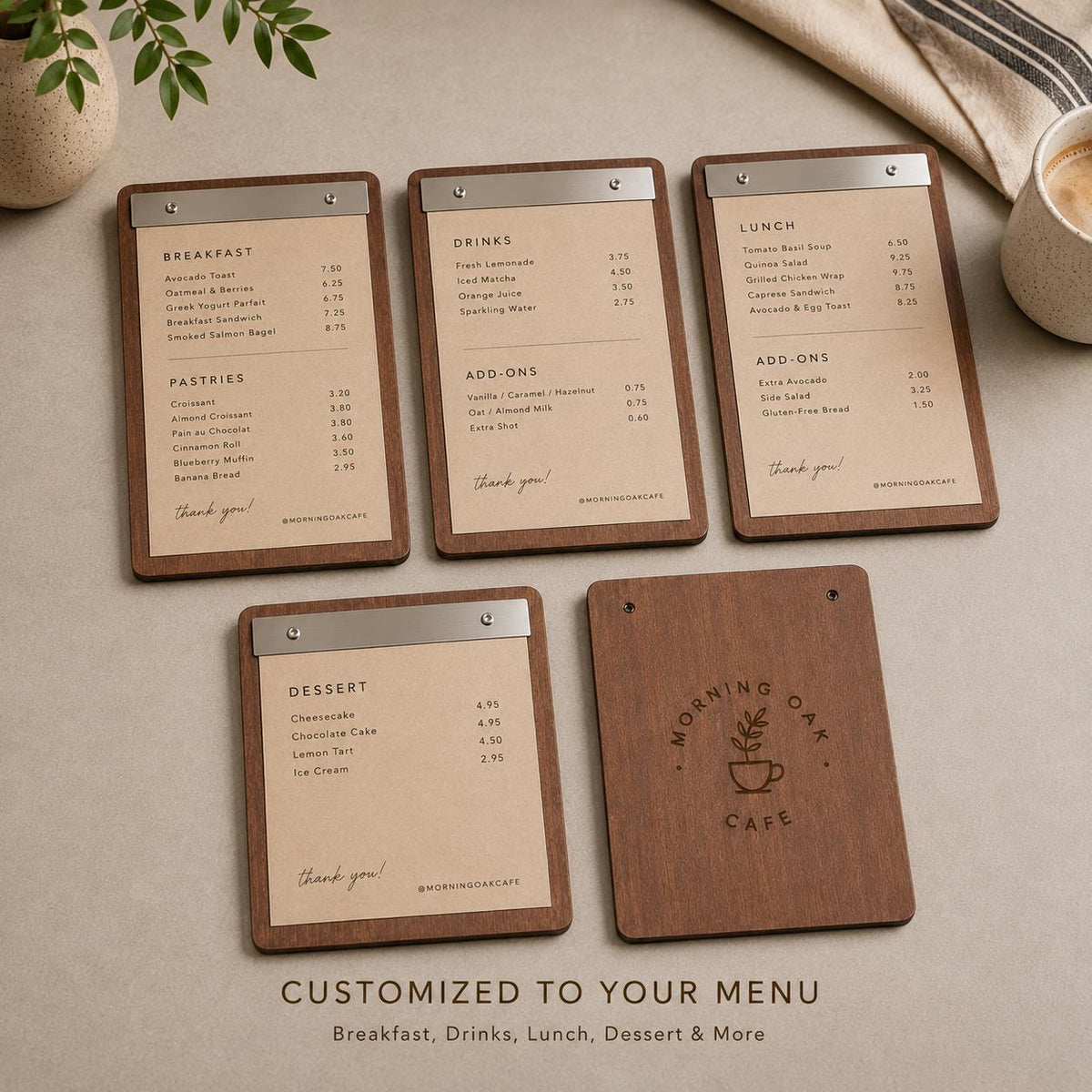 Portamenu tavoletta pioppo color noce in legno bacchetta plexiglas specchiato formato A4 Personalizzato | Menu Ristorante|Copertina incisa