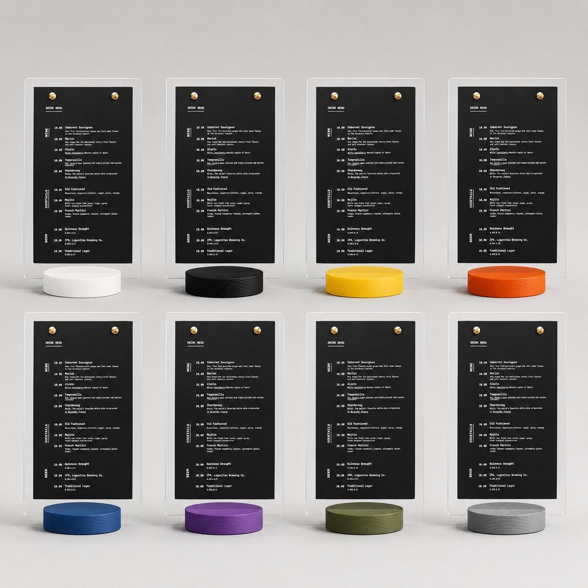 Porta Menu da Tavolo A5 – Base Stampata in 3D e Plexiglas Dai un tocco di design contemporaneo e originalità ai tavoli del tuo locale