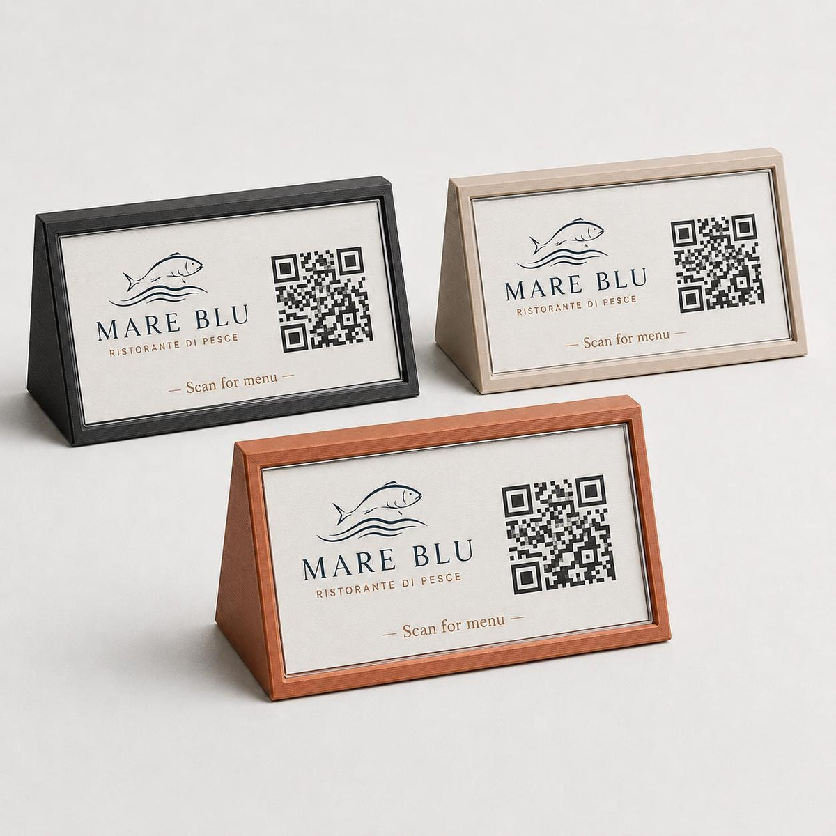 Porta QR Code da Tavolo nero qr code intercambiabile per Ristoranti | Supporto Biglietto da Visita Personalizzabile | Espositore Menu QR