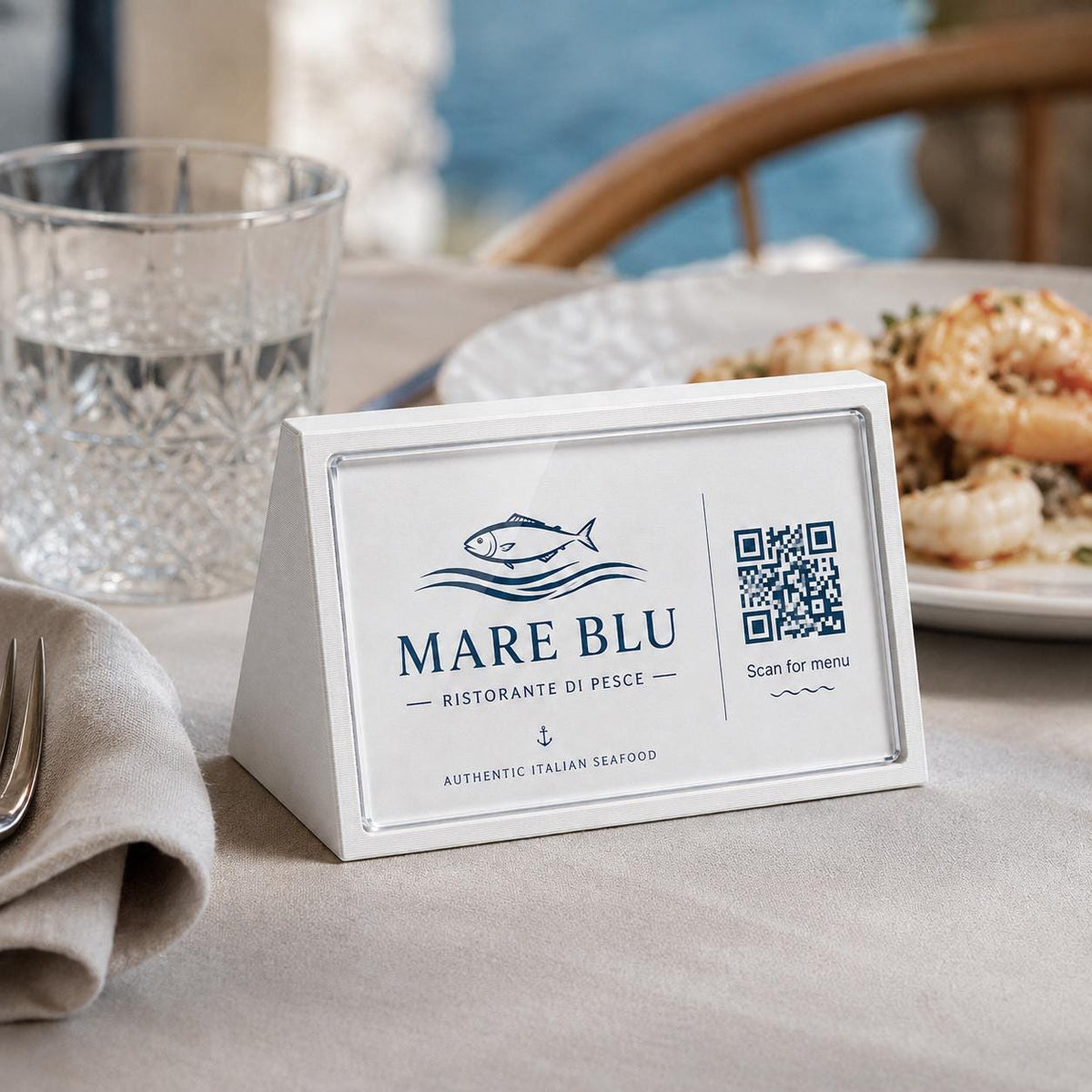 Porta QR Code da Tavolo verde salvia qr code intercambiabile per Ristoranti | Supporto Biglietto Visita Personalizzabile| Espositore Menu QR
