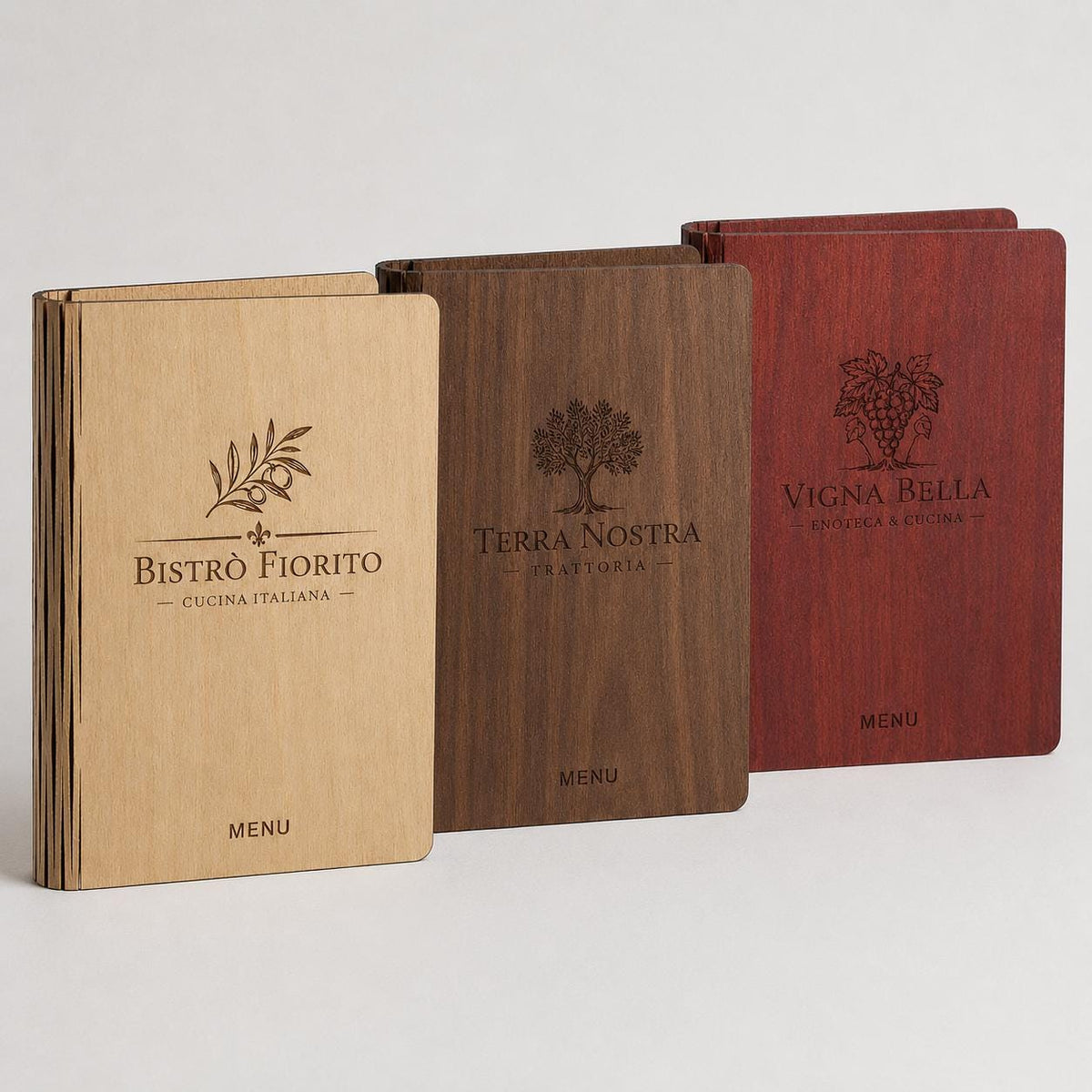 Portamenu pieghevole pioppo color ebano in legno bacchetta plexiglas specchiato A4 A5 Personalizzato | Menu Ristorante|Copertina incisa