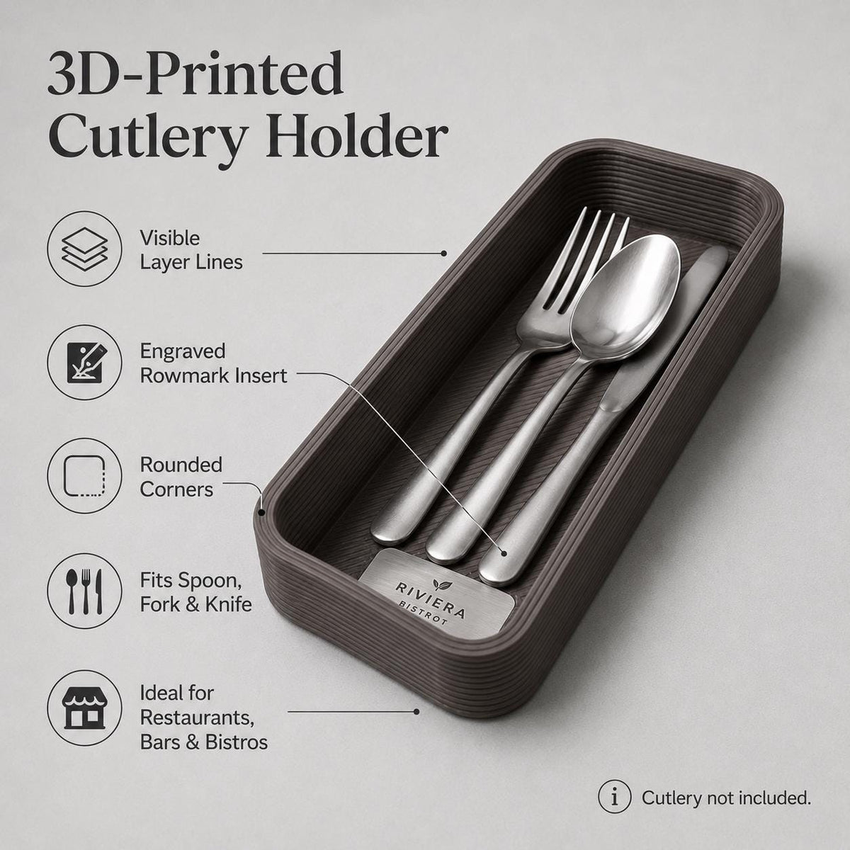 Portaposate da Tavolo Personalizzato, Vaschetta 3D Organizzatore Posate per Ristorante e Bar, Portaposate Singolo, Set Accessori