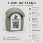 Porta Menu QR Code sushi nigiri Personalizzato, Espositore 3D per Tavoli Ristorante e Bar, Segnatavolo con Incisione Logo, Supporto Moderno