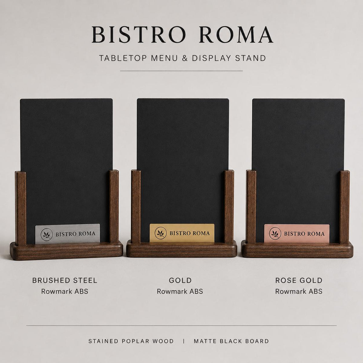 Porta Menu da Tavolo Personalizzato, Espositore 3D Legno Lavagnetta per Ristorante e Bar, Segnatavolo con Incisione Logo Supporto rustico A4