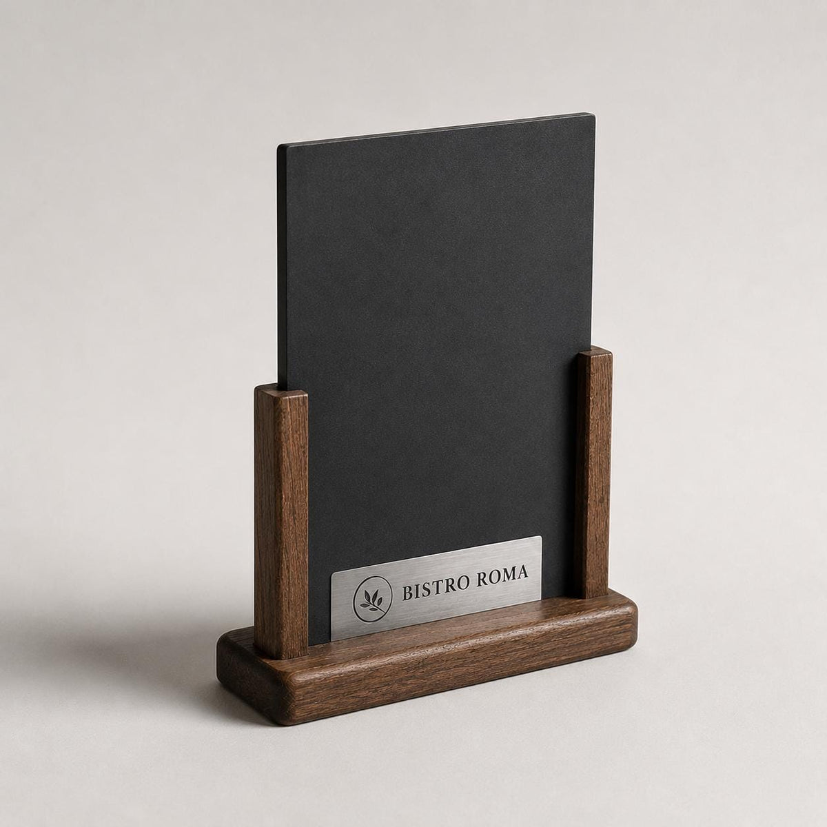 Porta Menu da Tavolo Personalizzato, Espositore 3D Legno Lavagnetta per Ristorante e Bar, Segnatavolo con Incisione Logo Supporto rustico A4