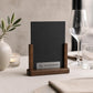 Porta Menu da Tavolo Personalizzato, Espositore 3D Legno Lavagnetta per Ristorante e Bar, Segnatavolo con Incisione Logo Supporto rustico A4