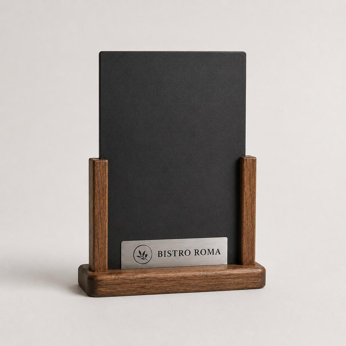 Porta Menu da Tavolo Personalizzato, Espositore 3D Legno Lavagnetta per Ristorante e Bar, Segnatavolo con Incisione Logo Supporto rustico A4