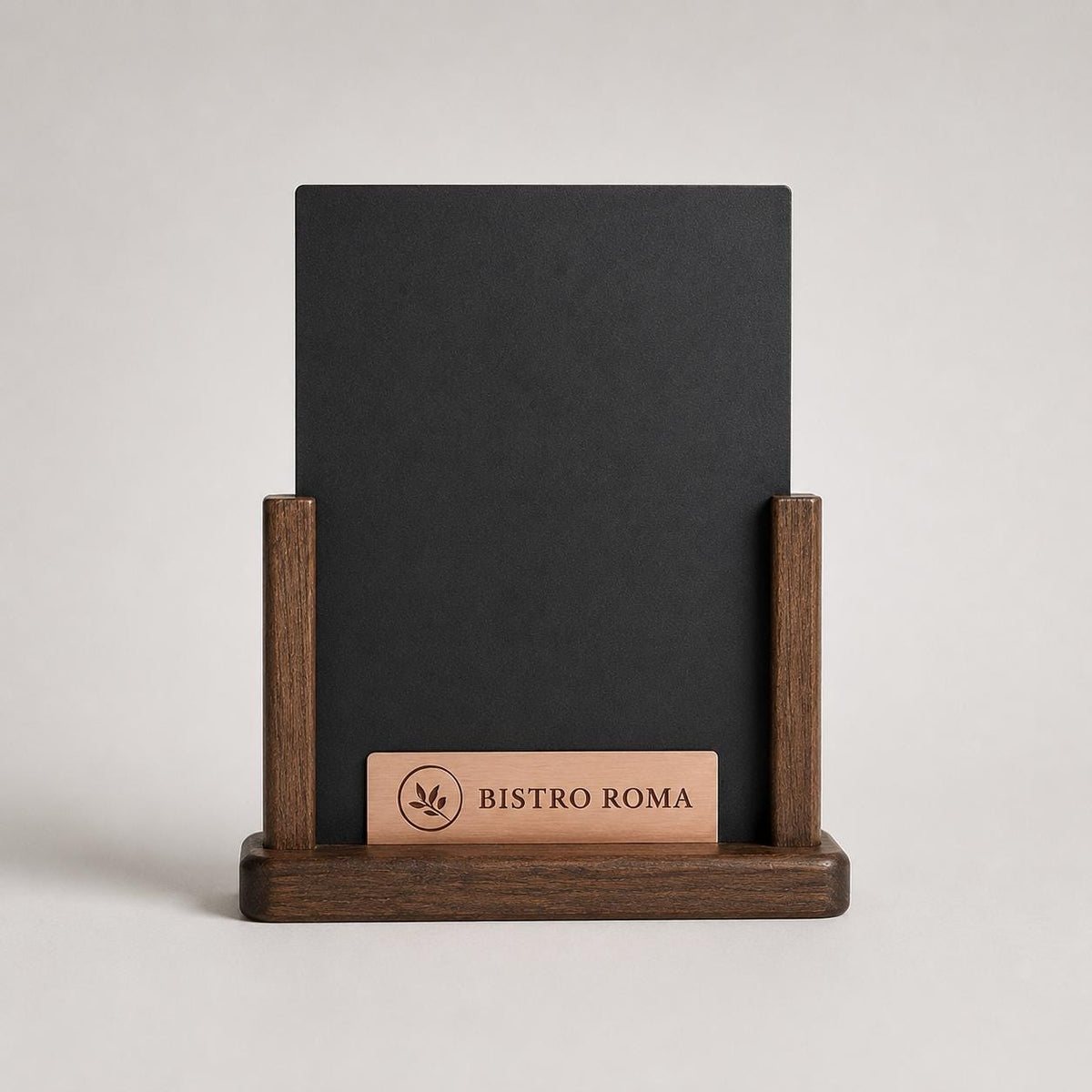 Porta Menu da Tavolo Personalizzato, Espositore 3D Legno Lavagnetta per Ristorante e Bar, Segnatavolo con Incisione Logo Supporto rustico A4