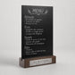 Set 10 pezzi Lavagna da banco con etichetta oro formato a4 a5 a6 Personalizzata, Espositore 3D Legno Scuro Segnatavolo Logo Ristorante Bar
