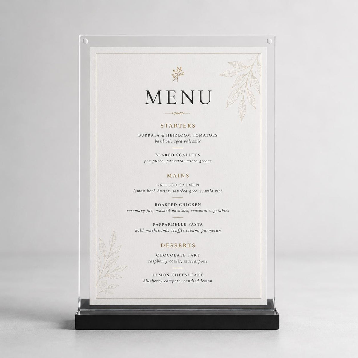 Set 12 pezzi Supporto verticale in plexiglas da banco con base nera Espositore Segnatavolo Ristorante Bar espositore in plexiglas