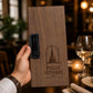 Portaconto personalizzato con incisione laser - Per Caffè, Ristoranti, Bar - 24x10 cm - Legno Di Noce Laccato - Clip Per Mantenere i fogli