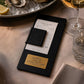 Portaconto personalizzato con incisione laser - Per Caffè, Ristoranti, Bar - 24x10 cm - plexiglas satinato nero - Clip Per Mantenere i fogli