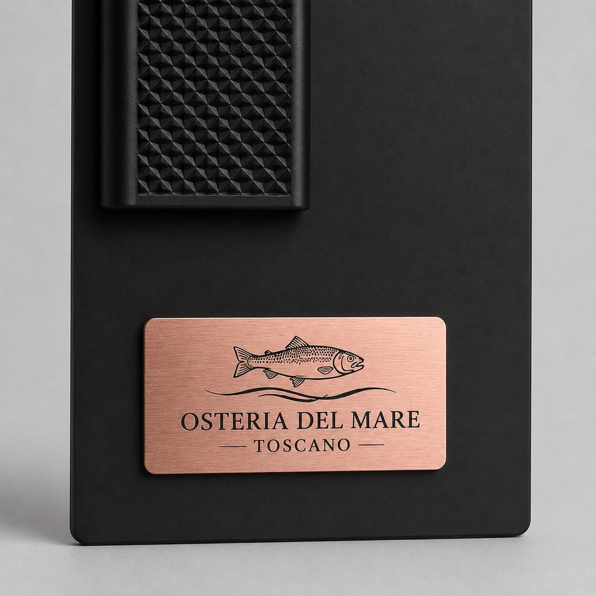 Portaconto personalizzato con incisione laser - Per Caffè, Ristoranti, Bar - 24x10 cm - plexiglas satinato nero - Clip Per Mantenere i fogli
