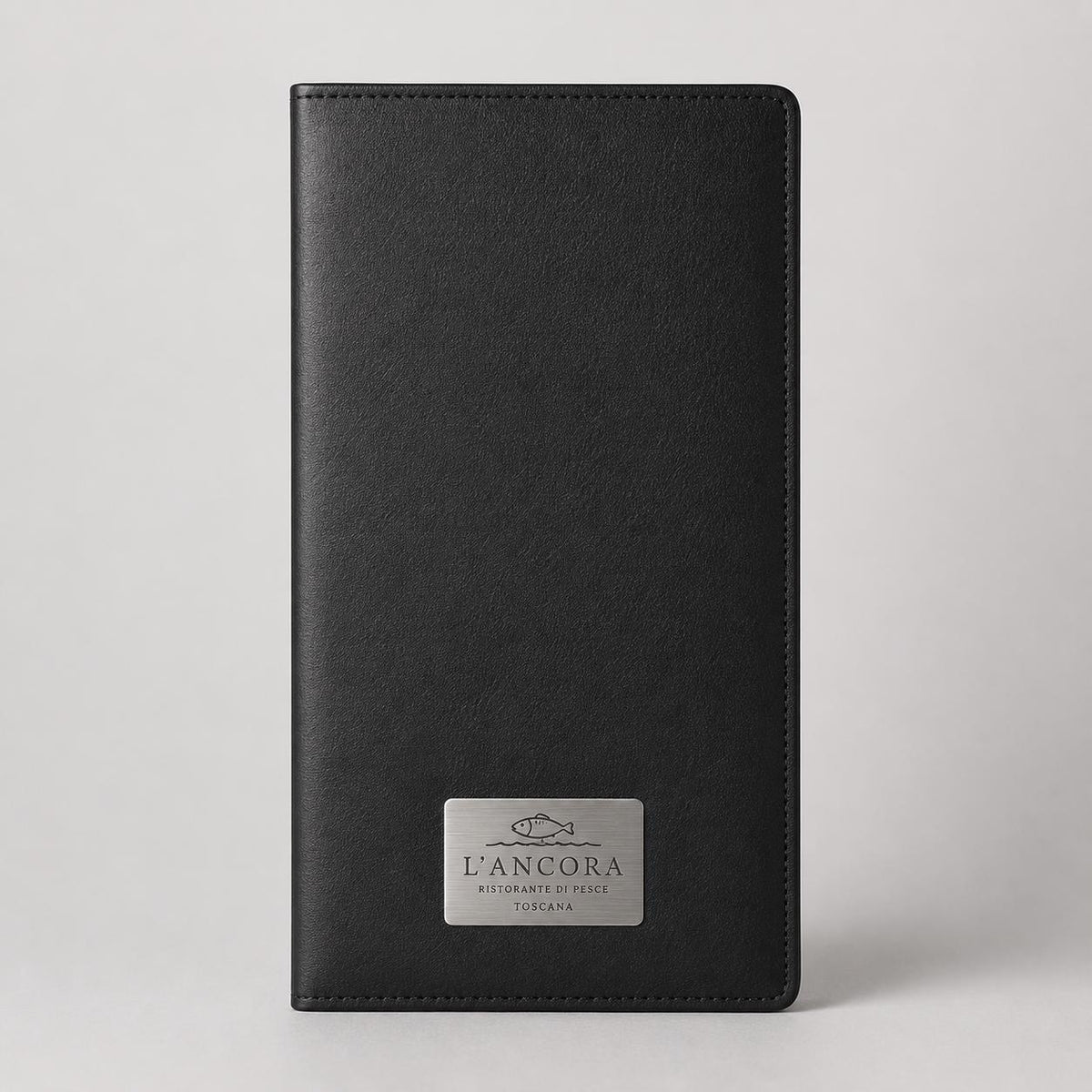 Portaconto personalizzato con incisione laser - Per Caffè, Ristoranti, Bar - 24x10 cm -pvc similpelle nero con tasche