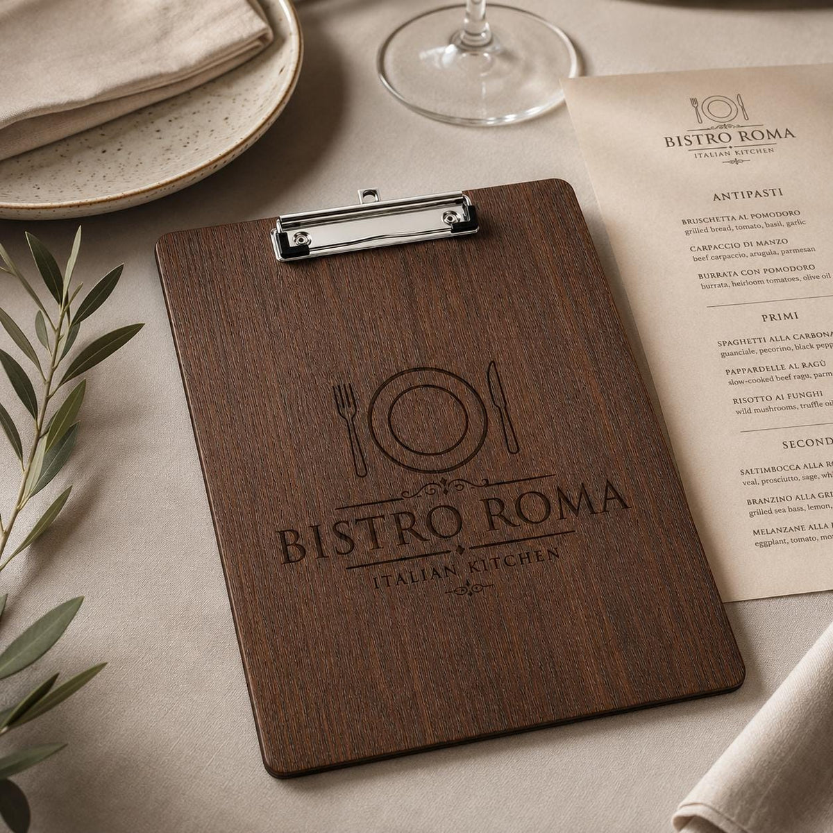 10 Pezzi Portablocco di Legno, Clipboard Menu Board, Portablocchi Appunti Porta-Pad Lavagna da Scrittura a4, Cartellina Rigida Pinza e Foro