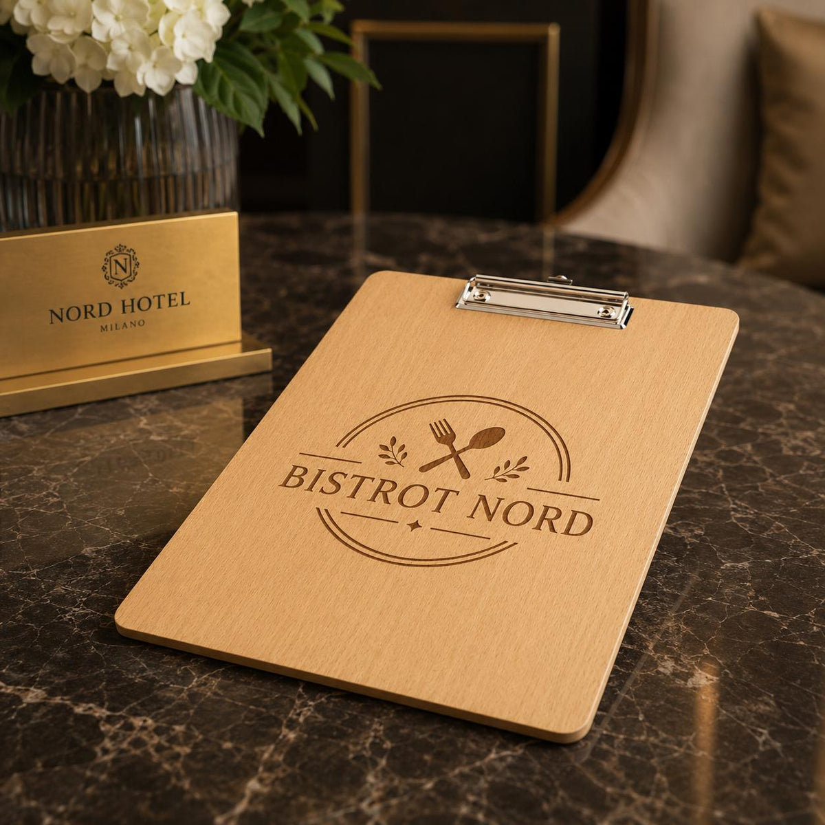 6 Pezzi Portablocco di Legno, Clipboard Menu Board, Portablocchi Appunti Porta-Pad Lavagna da Scrittura a4, Cartellina Rigida Pinza e Foro