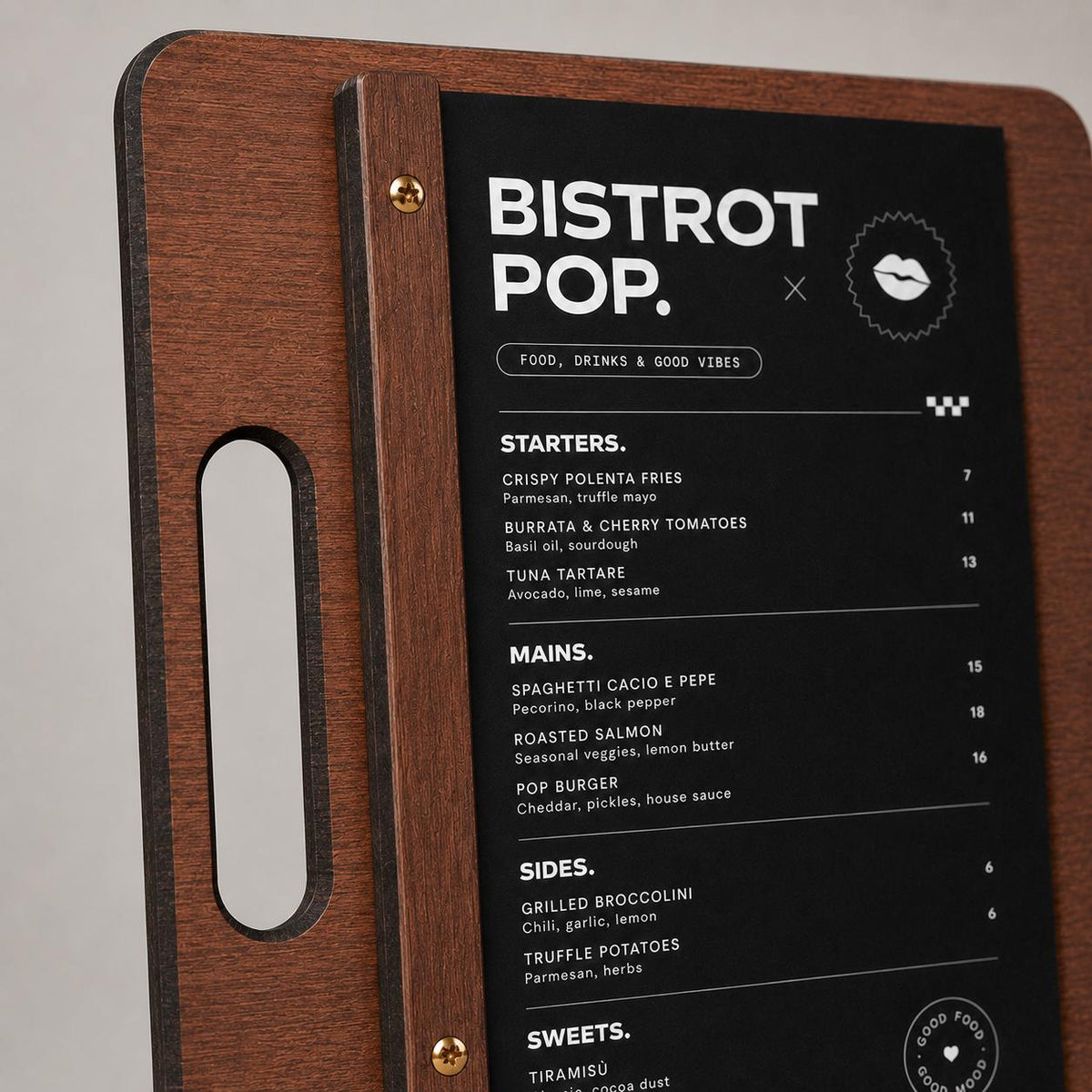 Portamenu in Legno di pioppo Personalizzato, Tavoletta con Maniglia per Ristorante e Bar, Clipboard con Listello e Viti, Accessori Tavola