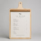 Portamenu in Legno a Forma di Tagliere Formato A4, Tavoletta per Ristorante Pizzeria e Trattoria, Clipboard Personalizzata Incisione Logo