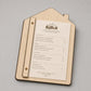 Portamenu in Legno a Forma di casa ebano Formato A4, Tavoletta per Ristorante Pizzeria e Trattoria, Clipboard Personalizzata Incisione Logo