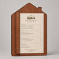 Portamenu in Legno a Forma di casa ebano Formato A4, Tavoletta per Ristorante Pizzeria e Trattoria, Clipboard Personalizzata Incisione Logo