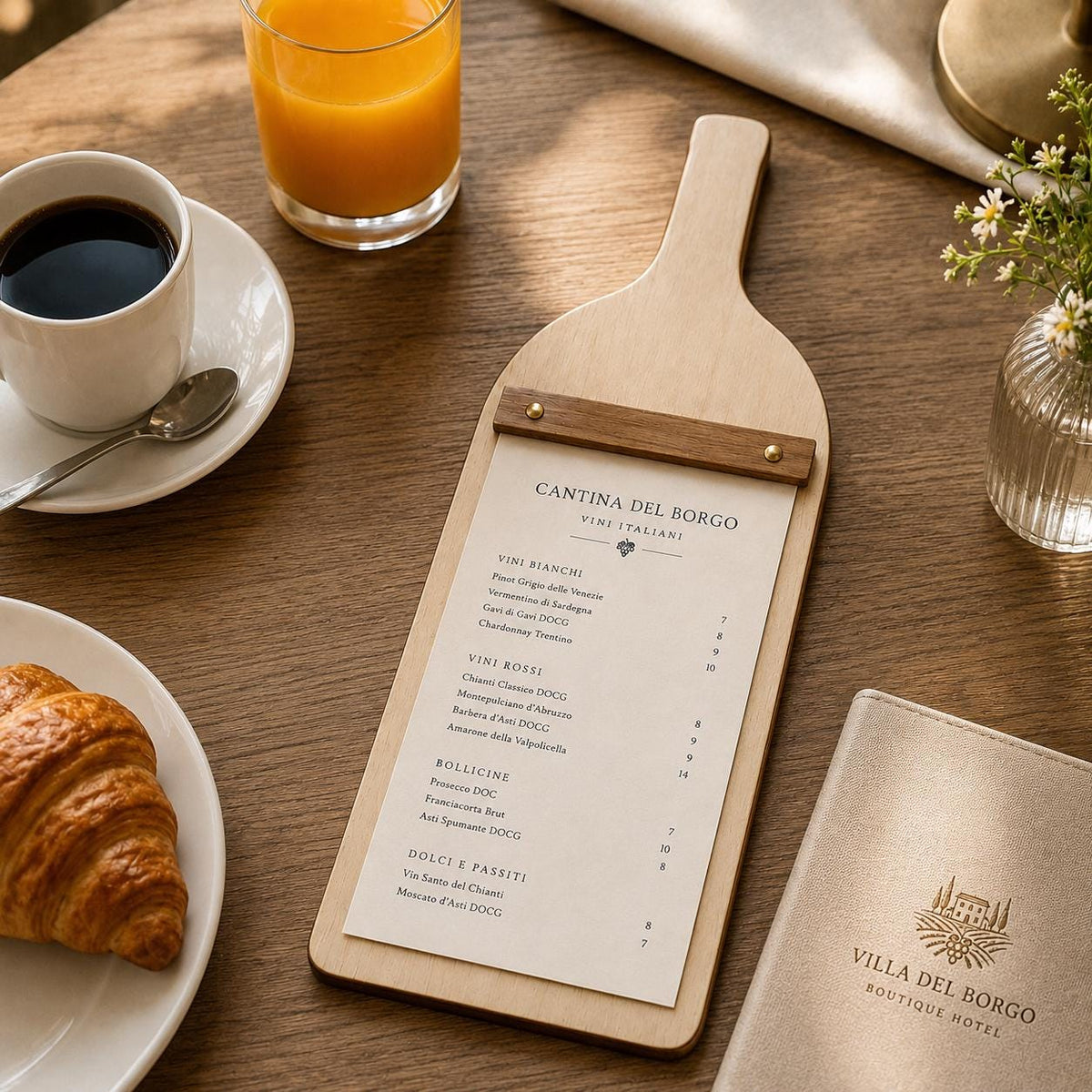 Portamenu in Legno a Forma di bottiglia Formato A4, Tavoletta per Ristorante Pizzeria e Trattoria, Clipboard Personalizzata Incisione Logo