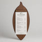 Portamenu in Legno a Forma di foglia di oliva noce scuro, Tavoletta per Ristorante mediterraneo, Clipboard Personalizzata Incisione Logo