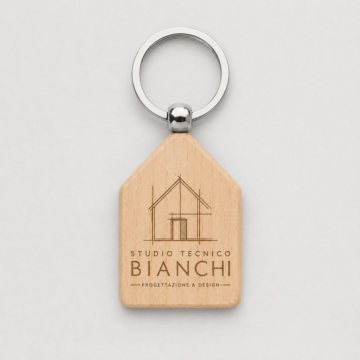 25 Pezzi Portachiavi in Legno a Forma di Casetta Personalizzato, Ciondolo Chiavi per Agenzia Immobiliare e Studio Tecnico,