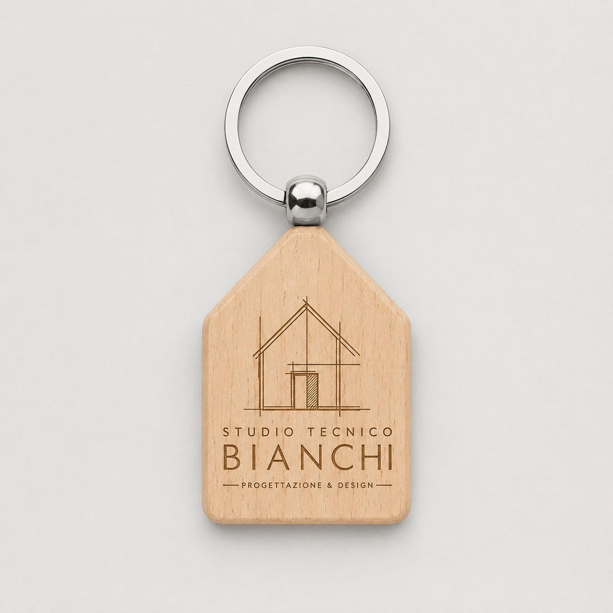 25 Pezzi Portachiavi in Legno a Forma di Casetta Personalizzato, Ciondolo Chiavi per Agenzia Immobiliare e Studio Tecnico,
