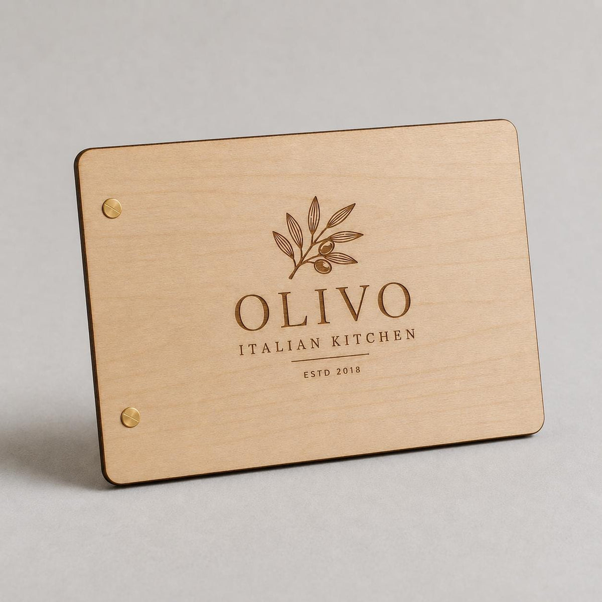 Portamenu in Legno orizzontale Formato A4 o a5 Tavoletta per Ristorante Pizzeria e Trattoria, Clipboard Personalizzata Incisione Logo