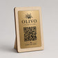 Supporto QR Code da tavolo in plexiglas nero con targhetta ottone o bianco incisa per ristorante bar hotel